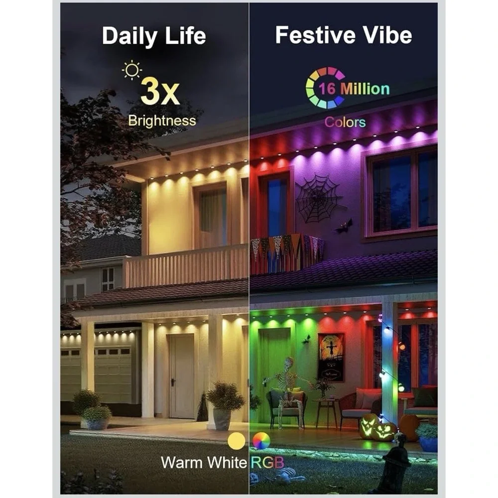 Fussion 200ft Permanent Outdoor Lights for House, 2025 Smart RGB LED Outside L 2